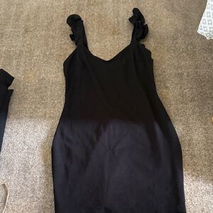 Black Ruffle Strap Dress